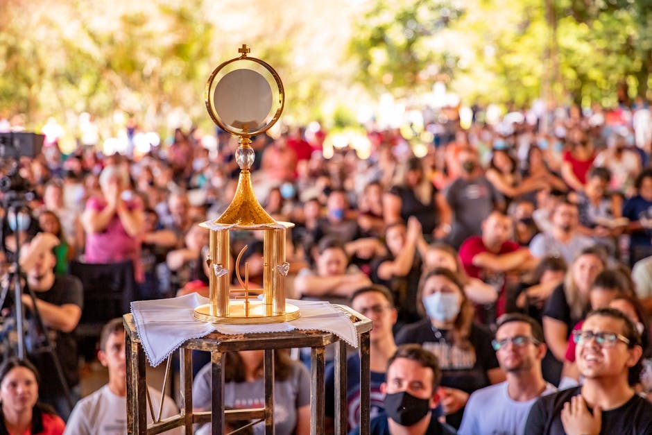 The community gathered in a shared outdoor setting